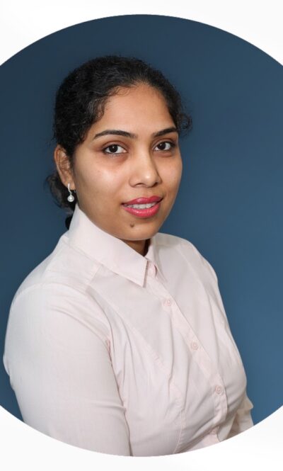 Amruta with Blue Background